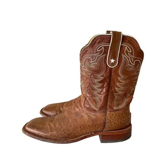 Tony Lama Men's San Saba Vintage Full Quill Ostrich Western Boot 13D